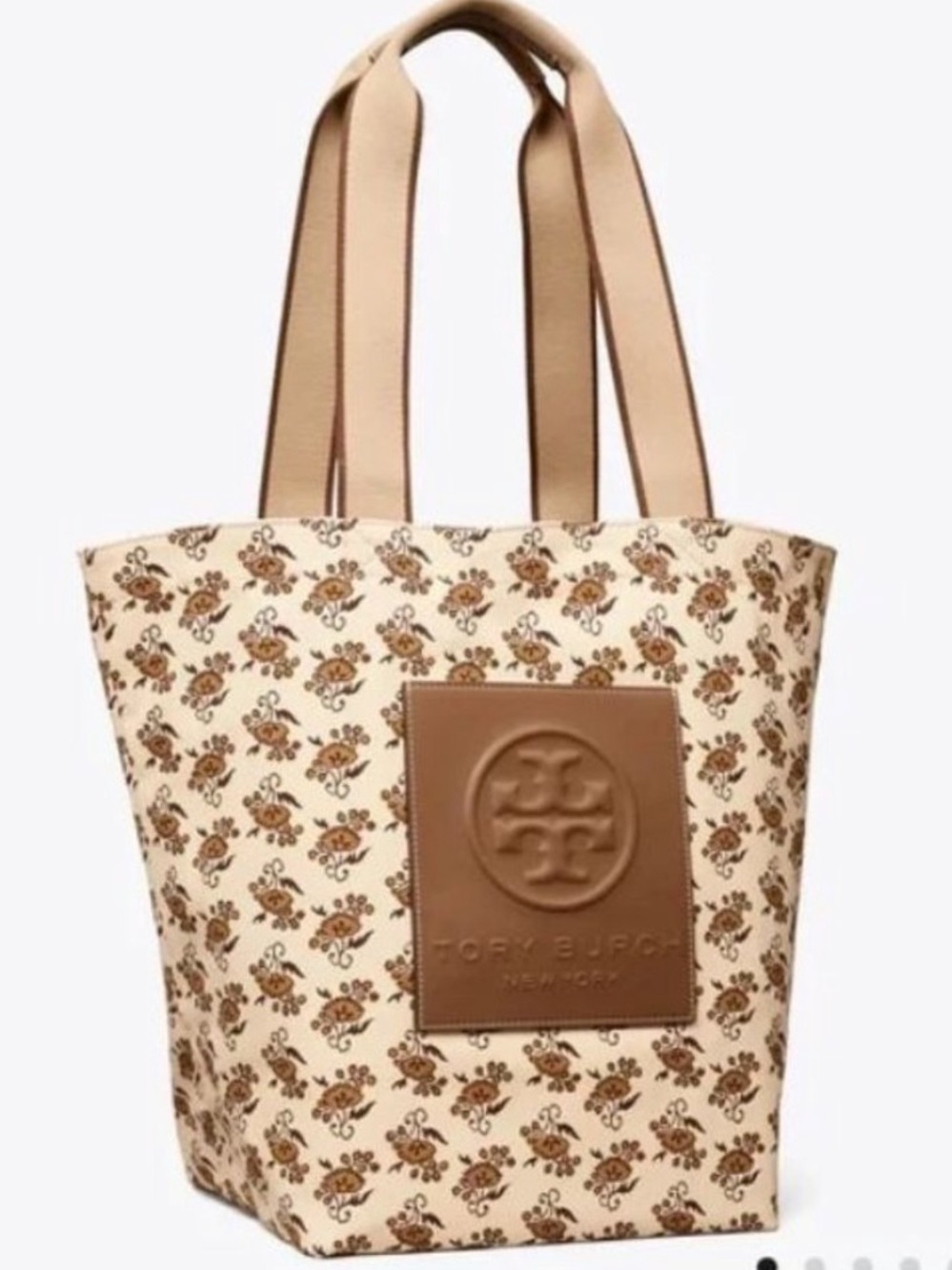 Tory Burch Gracie Printed Reversible Canvas Market Tote Bag Curly Ditsy Floral